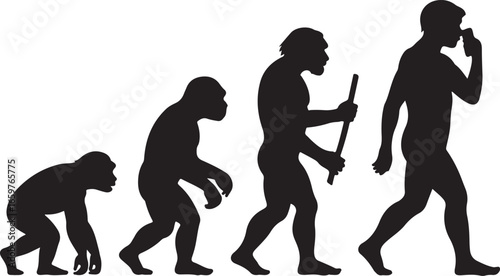 Theory of evolution of man silhouette