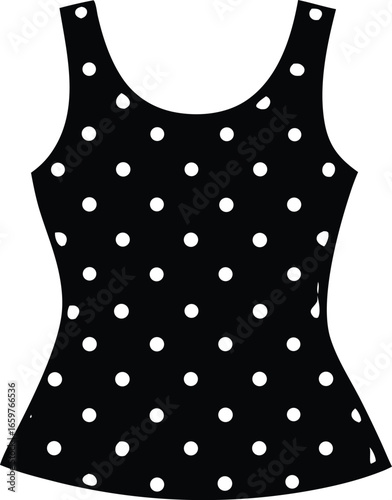 Stylish black polka dot one-piece swimsuit for women beachwear fashion apparel clothing