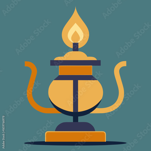 Traditional indian oil lamp illustration
