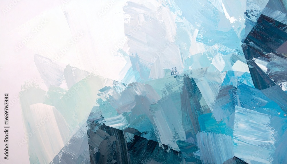 Obraz premium Abstract Expressionist Brushstrokes of Cool Blue and White Tones