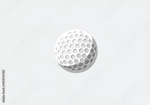 A clean, graphic illustration of a single white golf ball with its iconic dimpled texture, isolated on a light gray background.