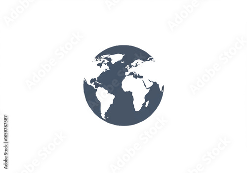 A stylized blue-grey globe icon representing planet Earth, showing the continents on a clean white background.