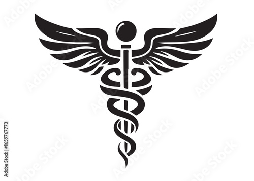 caduceus logo silhouette vector, health medical logo silhouette illustration, caduceus medical snake logo silhouette vector, doctor logo medical health logo silhouette vector on white background
