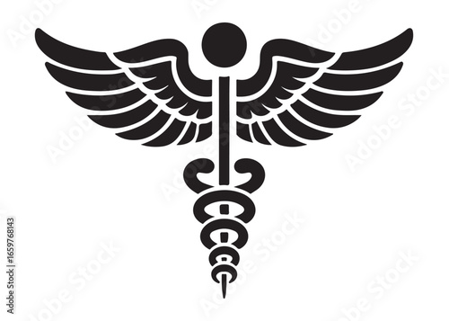 caduceus logo silhouette vector, health medical logo silhouette illustration, caduceus medical snake logo silhouette vector, doctor logo medical health logo silhouette vector on white background
