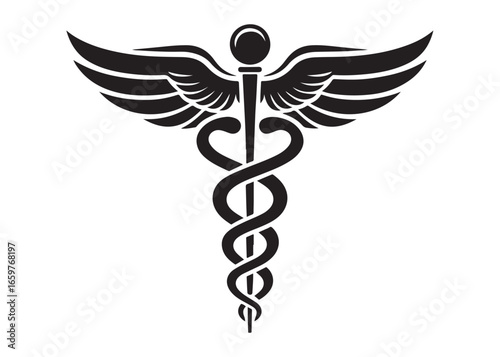 caduceus logo silhouette vector, health medical logo silhouette illustration, caduceus medical snake logo silhouette vector, doctor logo medical health logo silhouette vector on white background