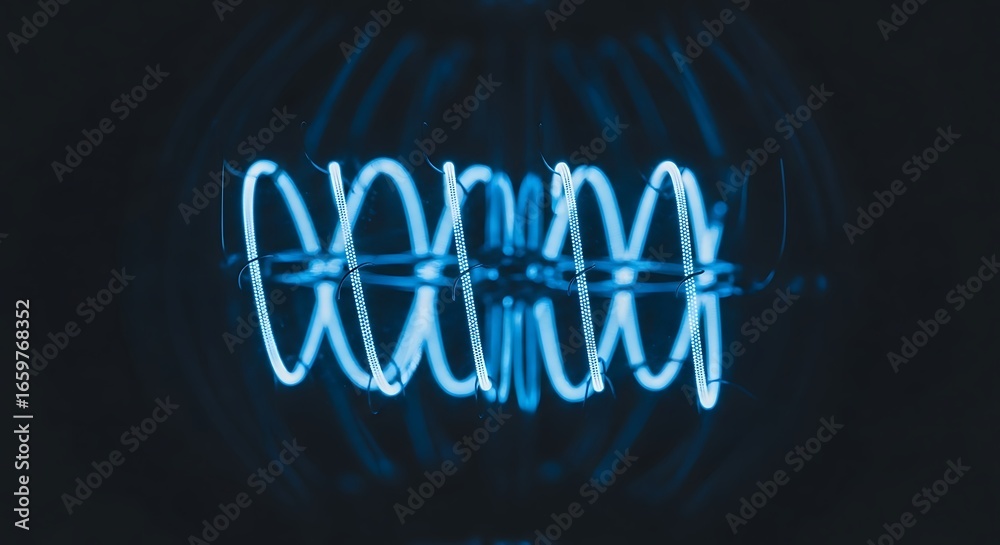 Obraz premium Glowing Blue Light Bulb Filament