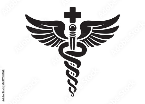 caduceus logo silhouette vector, health medical logo silhouette illustration, caduceus medical snake logo silhouette vector, doctor logo medical health logo silhouette vector on white background