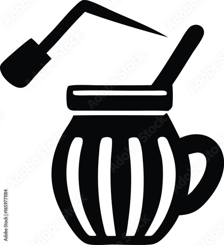 Stylized icon of a honey pot with dipper suggesting sweetness food culinary beverage concept for design