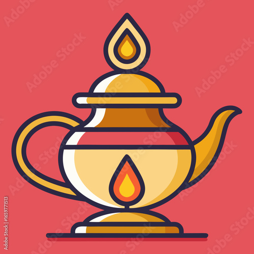 Traditional indian oil lamp illustration