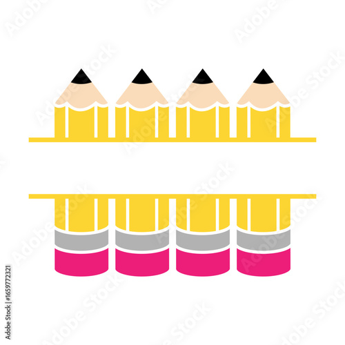 Pencil monogram svg cut file. Isolated vector illustration.