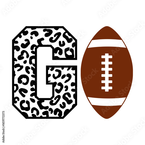 Go football leopard svg cut file. Isolated vector illustration.