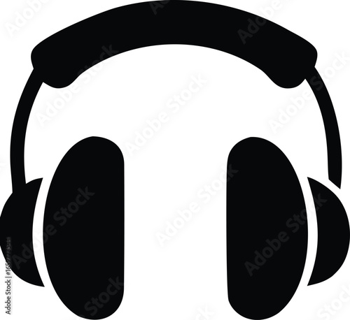 Iconic black silhouette of over-ear headphones symbolizing music audio listening entertainment sound studio and dj gear