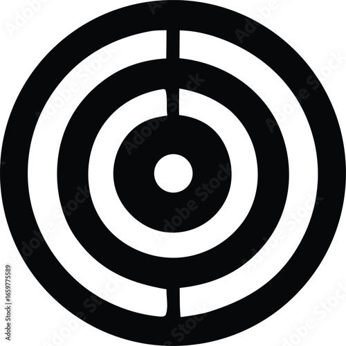 Concentric circles target symbol with radial lines abstract graphic design concept for accuracy and focus representing a bullseye