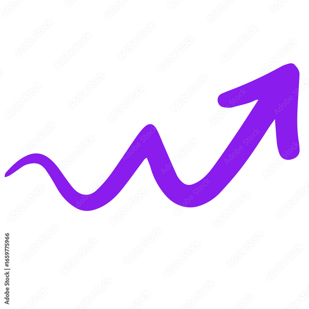 Vibrant purple arrow curves upwards, symbolizing growth and progress on a clean white background. Vibrant purple arrow curves upwards, symbolizing growth and progress on a clean white background.