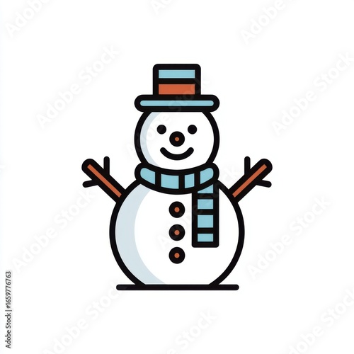 Snowman winter flat icon simple design cold