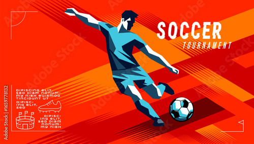 Abstract Geometric Soccer Banner Design