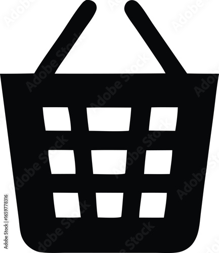 Simple black shopping basket icon for e-commerce and retail websites online stores and digital shopping experiences
