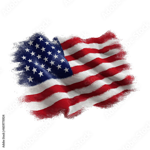 USA Flag on transparent white background