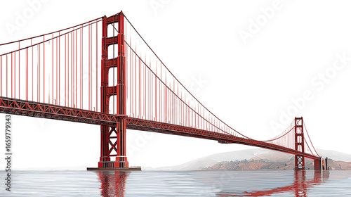 realistic the Golden Gate Bridge on white transparent background