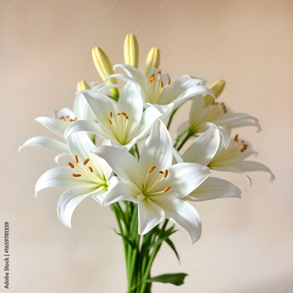 Fototapeta premium white lilies with delicate petals and gel