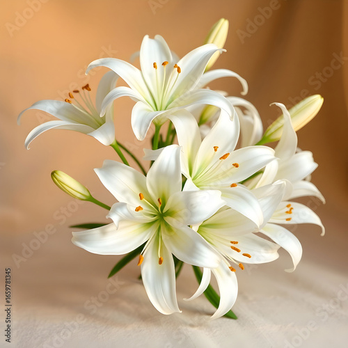 white lilies with delicate petals and gel