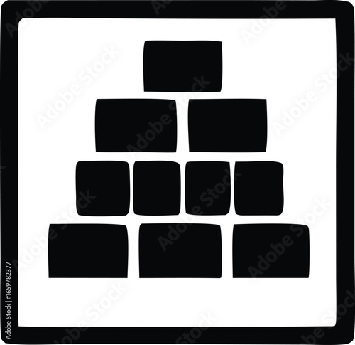 Hierarchical structure pyramid chart diagram representing levels of organization and data flow visualized in black and white with clear box shapes