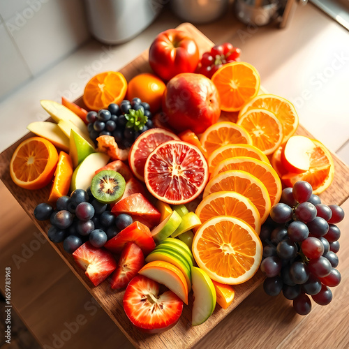 High angle view of a vibrant assortment of freshly