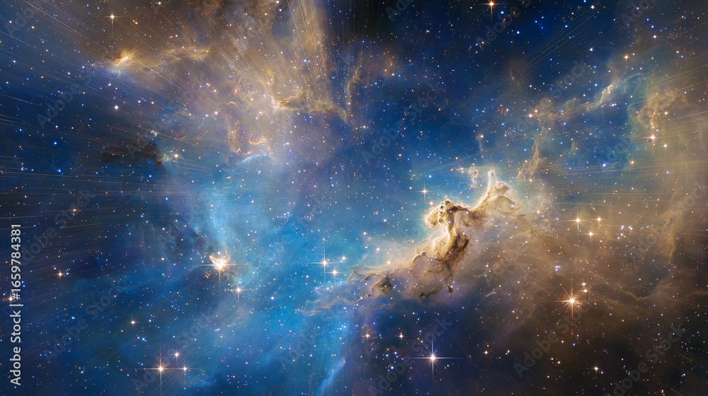 Fototapeta premium Beautiful cosmic nebula glowing in deep space.