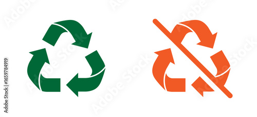 Recycling and no recycling icon.
