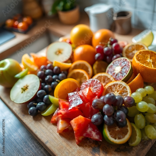 High angle view of a vibrant assortment of freshly