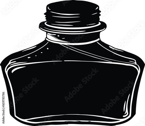  watercolor ink bottle silhouette vector  