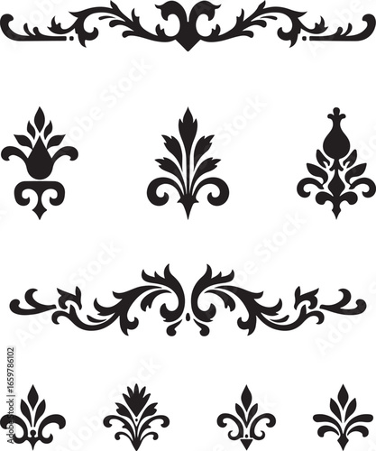 Decorative Elem"Elegant Vintage Floral Frame"ent Laser Cut Bundle