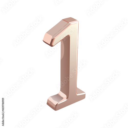 Rose gold 3D number 1 metallic vector