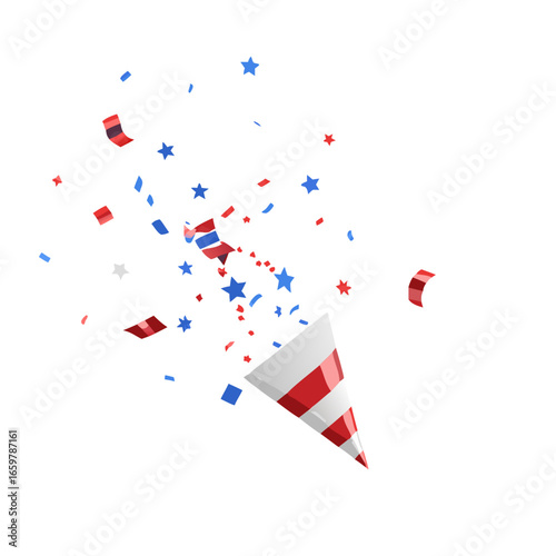 Patriotic party popper with confetti USA vector