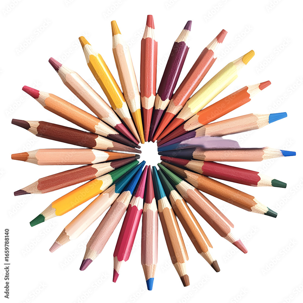 Fototapeta premium Vibrant Colored Pencils Arranged in Groups for Creative Design Projects
