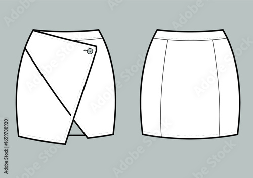 skirt Fashion design sketch of a wrap skirt and a pencil skirt illustration silhouette royalty free stock photos premium quality