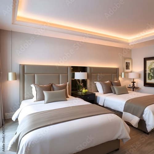 Luxurious bedroom featuring two stylish California
