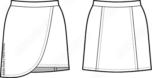 women s wrap skirt front view Fashion flat sketch illustration silhouette royalty free stock photos premium quality