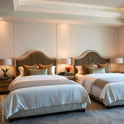 Luxurious bedroom featuring two stylish California