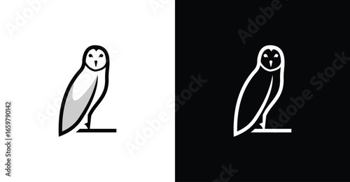 Black Owl Outline Simple Animal Symbol Graphic Illustration Design Logo