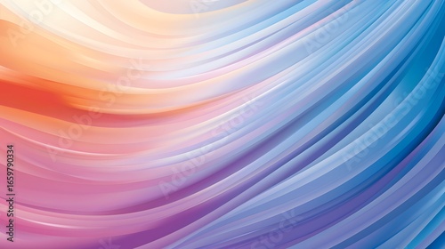Abstract Gradient Waves in Soft Pastel Shades of Blue, Orange, and Pink for Background Design
