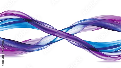 Abstract Colorful Waves in Purple, Blue, and Pink Flowing in an Infinite Loop Design