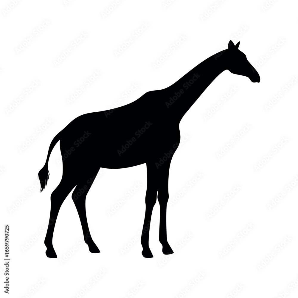 Fototapeta premium Giraffe Standing Silhouette Vector Art 