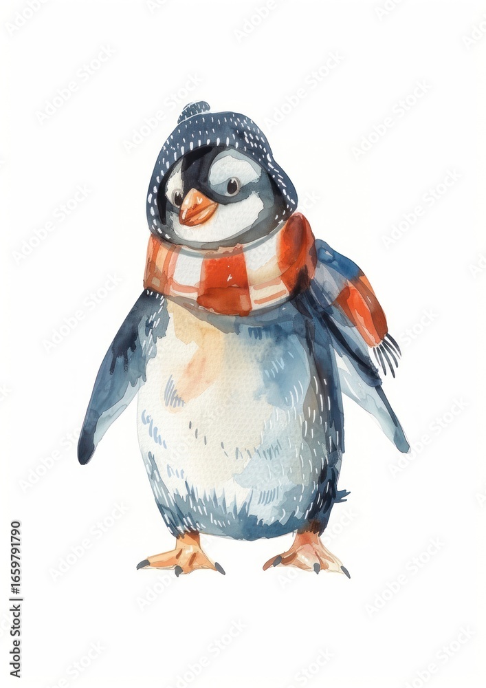 Fototapeta premium Penguin animal puffin sketch.