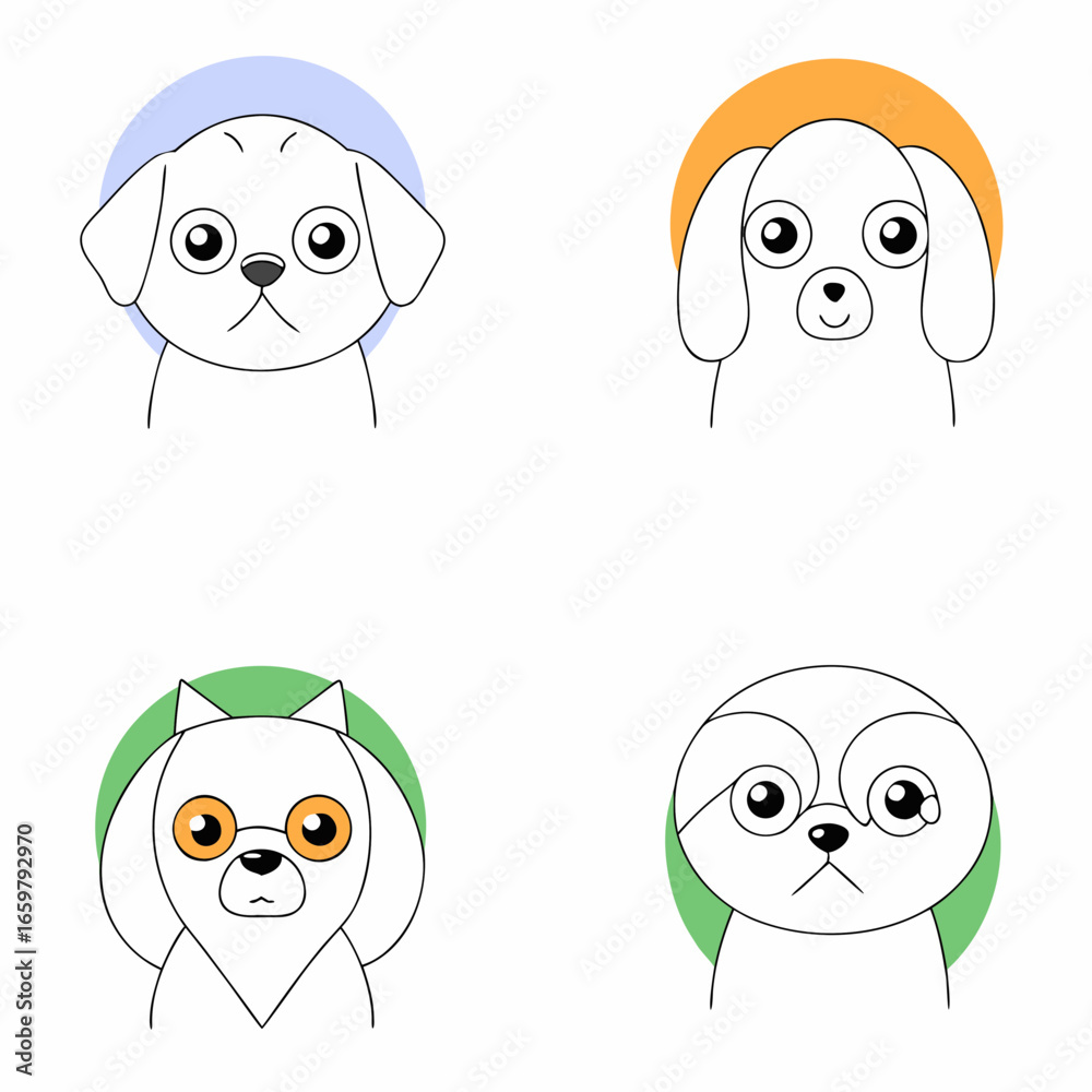 Fototapeta premium set of funny faces dog