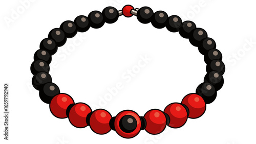 Islamic prayer beads decorative red black agate prayer rosary beads isolated against white background vector illustration.
