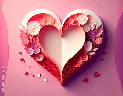 Heart-shaped design with layered flowers