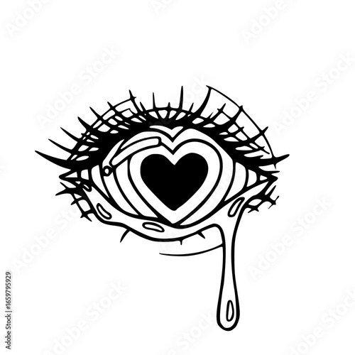 melting heart in an eye conceptual art
