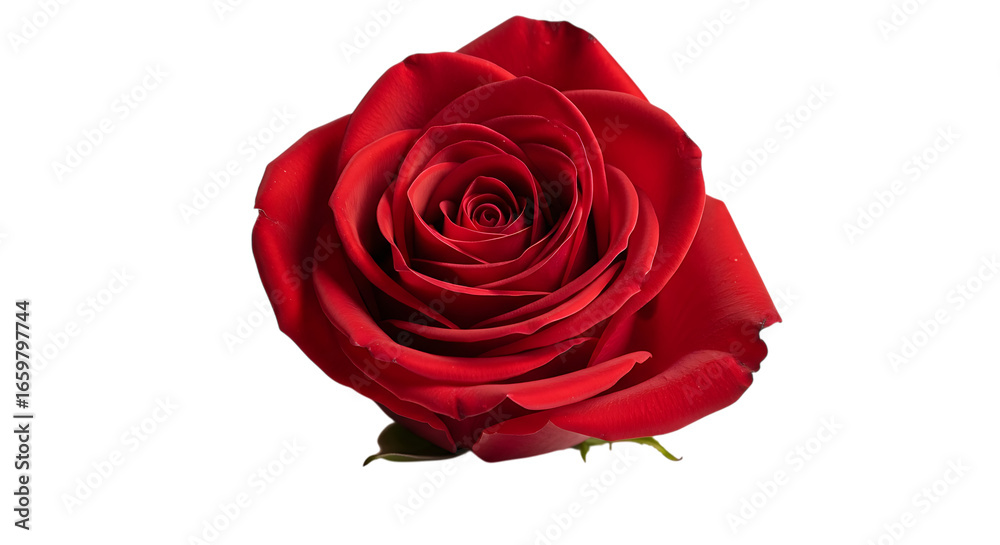 Fototapeta premium Single red rose isolated on transparent background