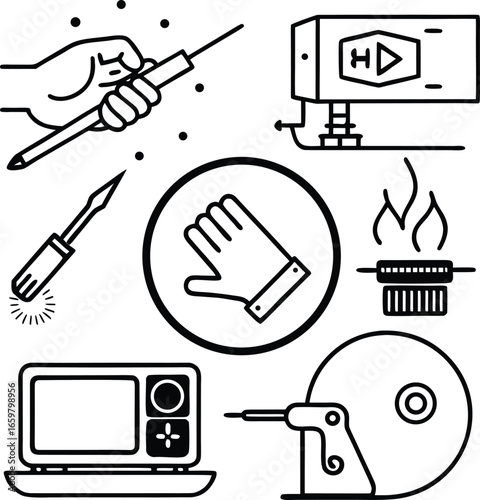 A soldering iron icon simple b scene.